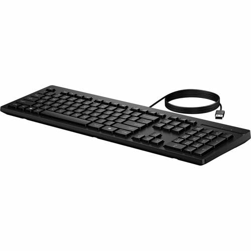 HP Clavier filaire 125 - Connectivité par câble - Interface USB de type A - Touches de raccourci copilot - Windows 11, Windows 10 - PC - Plastique recyclé - Interrupteur à clé à piston - Noir