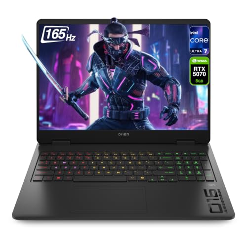 HP Omen Gaming 16, Intel Core Ultra 7 255H, 64 Go DDR5 RAM, 1 To SSD, 16 2K (1920 x 1200) 165 Hz, NVIDIA GeForce RTX 5070 8 Go, clavier allemand, Windows 11 Home, Shadow Black