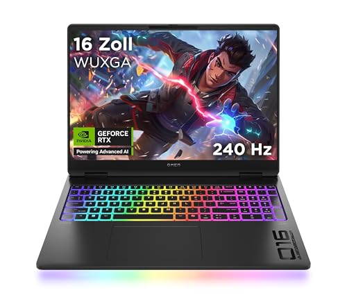 HP Omen Max Ordinateur Portable de Jeu, écran WQXGA 16 240 Hz, AMD Ryzen AI 9 HX 375 (12C) 55 NPU Tops - Jusqu'à 5,1 GHz, NVIDIA GeForce RTX 5080 16 Go VRAM, 32 Go de RAM, SSD 1 to, Win 11, QWERTZ