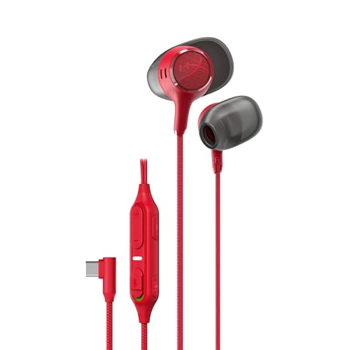 HyperX Cloud Earbuds III S Écouteurs avec câble USB multiplateforme, Son Surround, Coussinets 4 Tailles, Microphone avec Annulation de Bruit, Couleur Rouge
