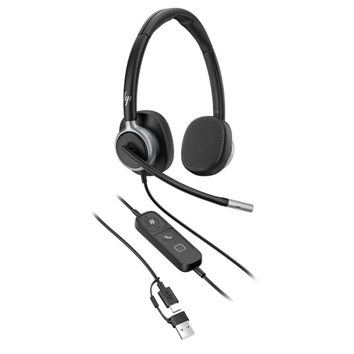 Casque stéréo USB-C HP Poly Mission 620 avec réduction Active du Bruit, Microphone avec réduction de Bruit IA, Compatible PC et Mac