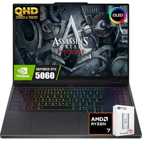 Lenovo Legion 5 QHD Ordinateur portable de jeu, écran WQXGA de 15 , AMD Ryzen 7-260 ( Intel i9-13905H), NVIDIA GeForce RTX 5060 8 Go GDDR7, WiFi 7, 24 zones RVB rétroéclairé, Win11 Home, W PSD 128 Go