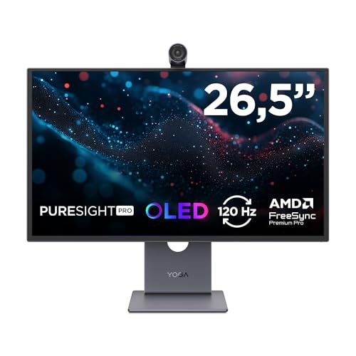 Lenovo Yoga Pro 27UD-10 - Écran 26.5'' UHD QD-OLED (3840 x 2160, 120 Hz, 0.03 ms, 1x HDMI DP, 99 sRGB, Cable HDMI) - Noir Eclipse