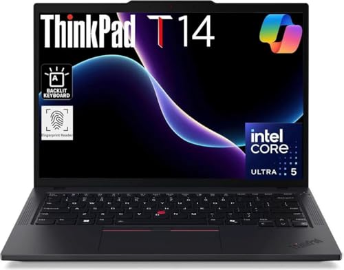 Lenovo ThinkPad T14 Gen 5, Intel Core Ultra 5 135U, 16Go DDR5, 512Go SSD, écran 14 Tactile 500 nits 100 sRGB, WiFi 6E, Thunderbolt 4, Windows 11 Pro, PC Portable Professionnel, AZERTY FR