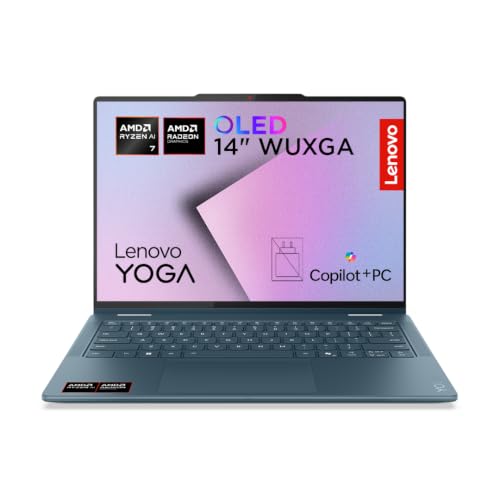 Lenovo Yoga 7 2-in-1 14AKP10 - Ordinateur Portable 2-en-1 14'' OLED Tactile Copilot (AMD Ryzen AI 7 350, RAM 16Go, SSD 512Go, AMD Radeon 860M, Windows 11 Home) Clavier rétroéclairé AZERTY - Tidal Teal