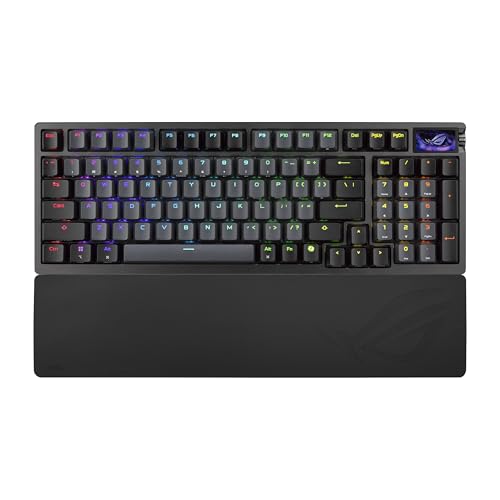 ASUS ROG Azoth 96 HE Clavier de jeu sans fil à effet Hall – 96 pleine grandeur, trimode, interrupteur magnétique remplaçable à chaud, déclenchement rapide, prise de vitesse, interrogation 8K Hz