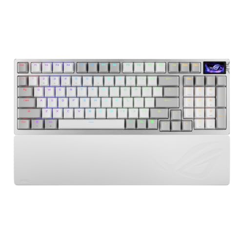 ASUS ROG Azoth 96 HE Clavier de jeu sans fil à effet Hall – 96 pleine grandeur, trimode, interrupteur magnétique remplaçable à chaud, déclenchement rapide, prise de vitesse, interrogation 8K Hz