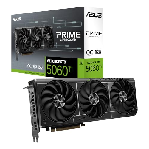 Carte Graphique ASUS Prime GeForce RTX™ 5060 Ti 16 Go GDDR7 OC Edition (PCIe® 5.0, 16 Go GDDR7, HDMI® DP 2.1, 2.5-Slot, Ventilateurs Axial-Tech, Double BIOS)