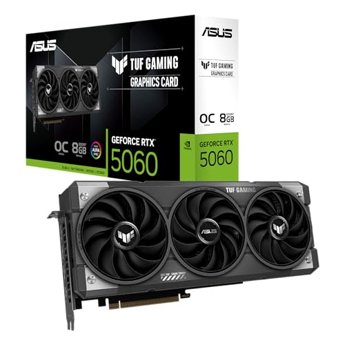 ASUS TUF Gaming GeForce RTX ™ 5060 8 Go GDDR7 OC Edition Carte graphique de jeu (PCIe® 5.0, HDMI® DP 2.1, fente 3.1, composants de qualité militaire, revêtement PCB protecteur, ventilateurs axial-tech
