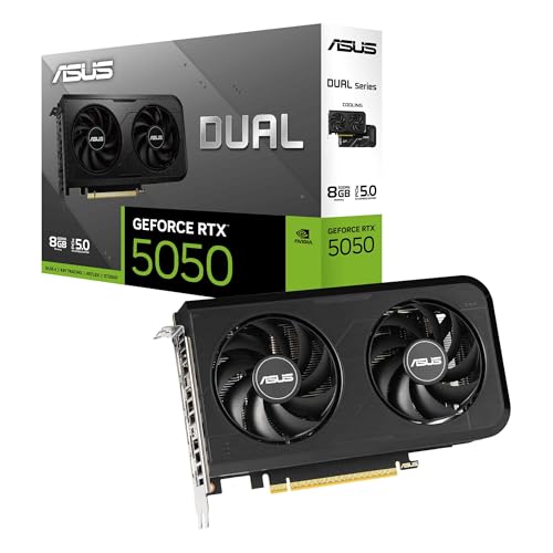 ASUS Dual GeForce RTX 5050 8 Go GDDR6 (PCIe 5.0, 8 Go GDDR6, DLSS 4, HDMI 2.1b, DisplayPort 2.1b, 2 Fentes, Conception de Ventilateur de Technologie axiale, Technologie 0dB, BIOS Dual et Plus)