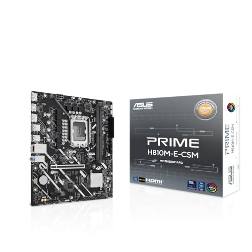 ASUS Prime H810M-E-CSM Carte mère Intel H810 mATX Commercial CSM, LGA 1851, DDR5, PCIe 4.0, M.2, LAN 1G, HDMI, USB 3.2, AI PC-Ready, ASUS Control Center Express Support pour les déploiements SMB et IT