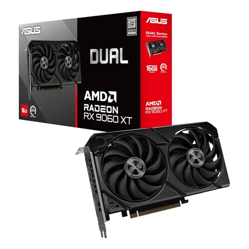 ASUS Dual Radeon RX 9060 XT Carte Graphique GDDR6 16 Go (PCIe 5.0, HDMI 2.1b, DisplayPort 2.1a, Design à Fente 2,5, Conception axiale-Tech, Technologie 0dB, etc.)