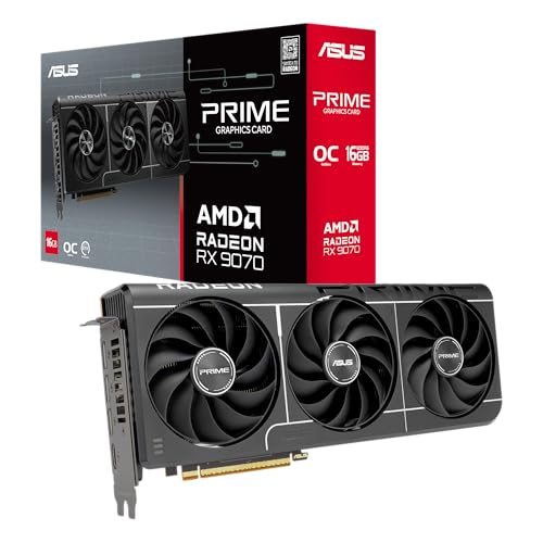ASUS Prime Radeon RX 9070 OC Edition Carte Graphique (PCIe 5.0, HDMI DP 2.1, 2,5 Slots, Ventilateurs axial-Tech, Double roulement de Ventilateur à Billes, Double BIOS, ASUS GPU Guard)