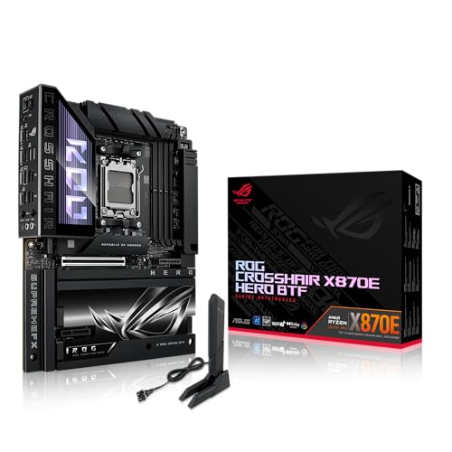 ROG Crosshair X870E Hero BTF Carte AMD ATX avec connecteur caché et Emplacement GPU Haute Puissance pour Une Gestion Propre des câbles, Alimentation 18 2 2, DDR5, WiFi 7, 5X M.2, PCIe 5.0, USB4
