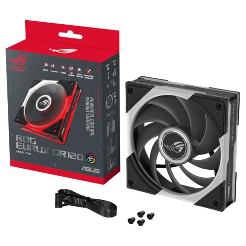 ASUS ROG Eurux GR120 ARGB PWM Ventilateur PWM 120 mm, 2600 tr min, design breveté en marguerite, éclairage personnalisé