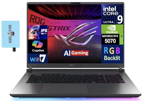 ASUS ROG Strix G18 AI Gaming Laptop 18 2.5K Nébuleuse Display (Intel Ultra 9-275HX, GeForce RTX 5070 8 Go, 64 Go DDR5, SSD PCIe 2 To, RGB KB, Thunderbolt 4, Win 11 Home) avec extension de port USB