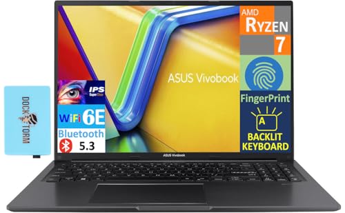 ASUS Vivobook 16 Business Ordinateur portable 16 IPS FHD Écran (AMD Ryzen 7 7730U, 16 Go DDR4, 1 To SSD, AMD Radeon, KB rétroéclairé, empreintes digitales, WiFi 6E, webcam, Win 11 Home) avec