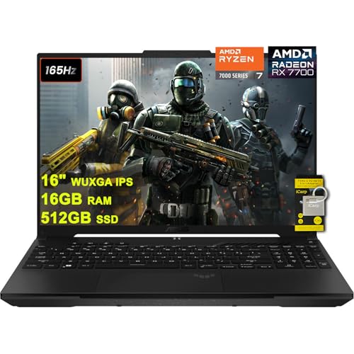 ASUS TUF Gaming A16 Ordinateur portable 16 WUXGA 165 Hz 100 sRGB AMD 8-core Ryzen 7 7735HS 16 Go RAM 512 Go SSD Radeon RX 7700S 8 Go ( RTX4060) rétroéclairé USB4 Charge rapide AI Noise Cancelation