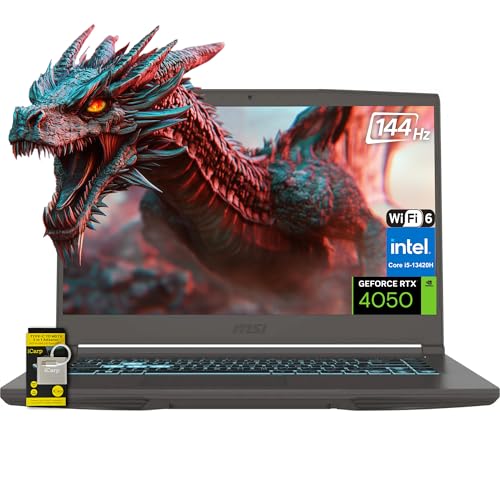 MSI Ordinateur portable de jeu fin 15,6 po FHD 144 Hz IPS, 13e génération Intel Core i5-13420H, NVIDIA GeForce RTX 4050, 16 Go de RAM, 512 Go SSD, WiFi 6, clavier rétroéclairé, boost de