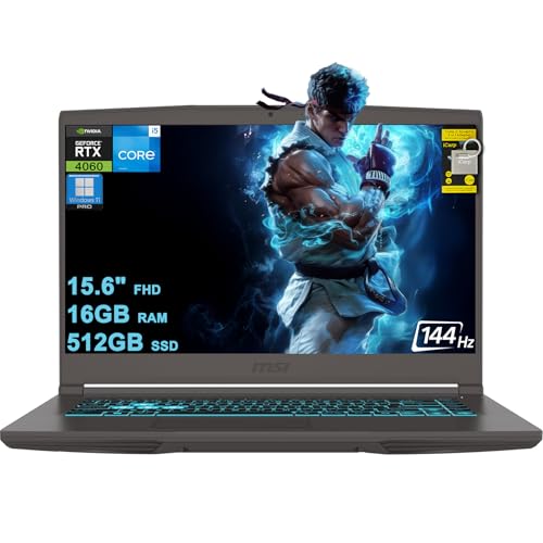 MSI Thin 15 Gaming Laptop 15,6 po FHD IPS 144 Hz Intel 8 cœurs i5-13420H (Beats i7-12650H) 16 Go de RAM 512 Go SSD GeForce RTX 4060 USB-C rétroéclairé Win11Pro avec concentrateur ICP