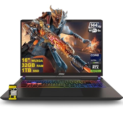 msi Vector 16 HX AI Ordinateur portable de jeu 16 WUXGA IPS 144 Hz Intel 20-core Ultra 7 255HX (Beats i9-14900HX) 32 Go de RAM 1 To SSD GeForce RTX 5070 Ti RVB rétroéclairé Thunderbolt5 Wi-Fi6E Win11