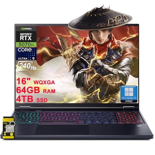 acer Predator Helios Neo 16S AI Ordinateur portable de jeu 16 WQXGA OLED 240 Hz (100 DCI-P3) Intel 24-core Ultra 9 275HX 64 Go DDR5 4 To SSD GeForce RTX 5070 Ti DLSS4 (jusqu'à 992 AI Tops) Win11Pro
