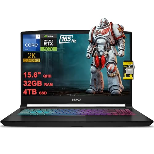msi Katana 15 HX Ordinateur portable de jeu 15,6 QHD IPS 165 Hz (100 DCI-P3) Intel 16 cœurs i7-14650HX (Beats i9-12900H) 32 Go de RAM 4 To SSD GeForce RTX 5070 DLSS4 (jusqu'à 798 AI Tops) RGB