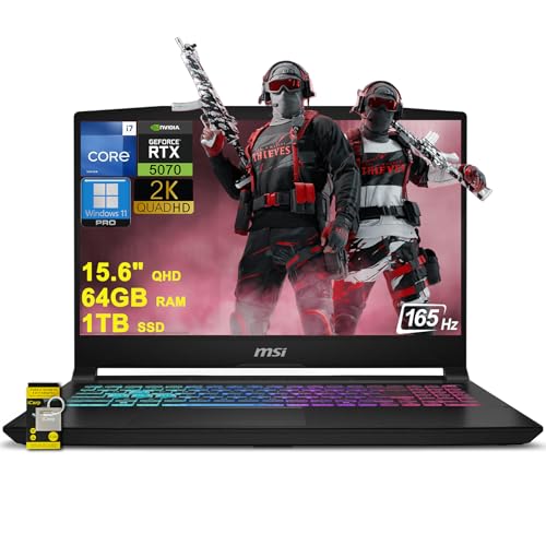 msi Katana 15 HX Ordinateur portable de jeu 15,6 QHD 165 Hz (100 DCI-P3) Intel 16 cœurs i7-14650HX (Beats i9-12900H) 64 Go de RAM 1 To SSD GeForce RTX 5070 DLSS4 (jusqu'à 798 AI Tops) Rétroéclairé