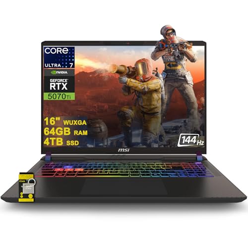 msi Vector 16 HX AI Ordinateur portable de jeu 16 QHD IPS 240 Hz Intel 20-core Ultra 7 255HX ( i9-14900HX) 64 Go DDR5 4 To SSD GeForce RTX 5070 Ti RVB rétroéclairé Thunderbolt5 Win11 ICP Hub w