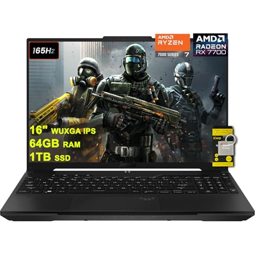 ASUS TUF Gaming A16 Ordinateur portable 16 WUXGA 165 Hz 100 sRGB AMD 8-core Ryzen 7 7735HS 64 Go de RAM 1 To SSD Radeon RX 7700S 8 Go ( RTX4060) rétroéclairé USB4 Charge rapide AI Noise Cancelation