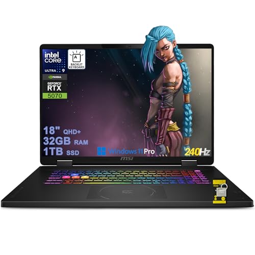 msi Crosshair 18 HX AI Gaming Laptop 18 QHD 240Hz 100 DCI-P3 Intel 24-core Ultra 9 275HX ( i9-14900HX) 32 Go DDR5 1 To SSD GeForce RTX 5070 (jusqu'à 798 AI Tops) RGB rétroéclairé WiFi6E Win6E 11Pro