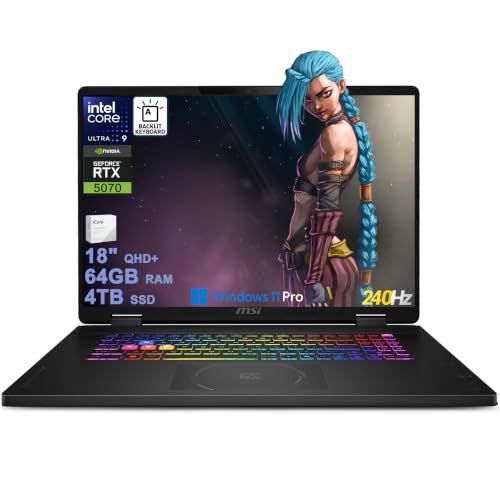 msi Crosshair 18 HX AI Gaming Laptop 18 QHD 240Hz 100 DCI-P3 Intel 24-core Ultra 9 275HX ( i9-14900HX) 64 Go DDR5 4 To SSD GeForce RTX 5070 (jusqu'à 798 AI Tops) RGB rétroéclairé WiFi6E Win6E