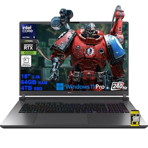 ASUS ROG Strix G18 G815 Gaming AI Laptop 18 2560x1600 240Hz 100 DCI-P3 Intel 24-core Ultra 9 275HX 64 Go DDR5 4 To SSD GeForce RTX 5060 (jusqu'à 572 AI Tops) 4 zones RVB rétroéclairé WiFi 7 Win111