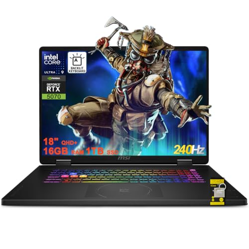 msi Crosshair 18 HX AI Gaming Laptop 18 QHD 240Hz 100 DCI-P3 Intel 24-core Ultra 9 275HX ( i9-14900HX) 16 Go DDR5 1 To SSD GeForce RTX 5070 (jusqu'à 798 AI Tops) RGB Backlit Thunderbolt Win111