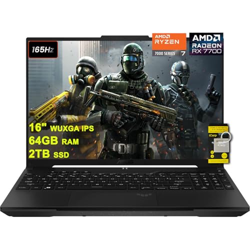 ASUS TUF Gaming A16 Ordinateur portable 16 WUXGA 165 Hz 100 sRGB AMD 8-core Ryzen 7 7735HS 64 Go de RAM 2 To SSD Radeon RX 7700S 8 Go ( RTX4060) rétroéclairé USB4 Charge rapide AI Noise Cancelation