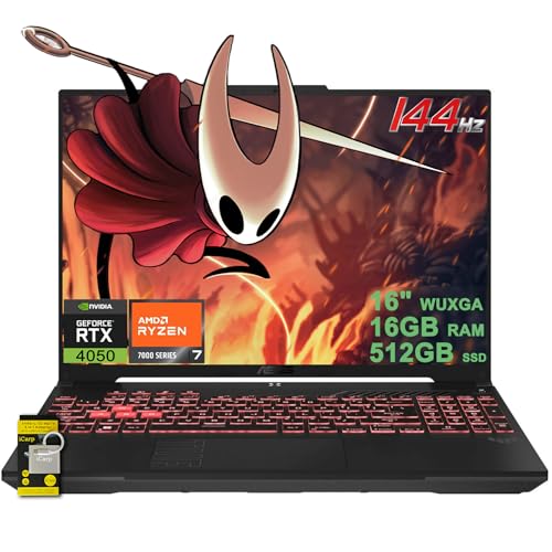 ASUS TUF Gaming A16 Ordinateur portable 16 WUXGA IPS 144 Hz AMD Hexa-core Ryzen 7 7445HS 16 Go DDR5 512 Go SSD NVIDIA GeForce RTX 4050 (jusqu'à 194 AI Tops) Rétroéclairé RVB USB4 Annulation du bruit