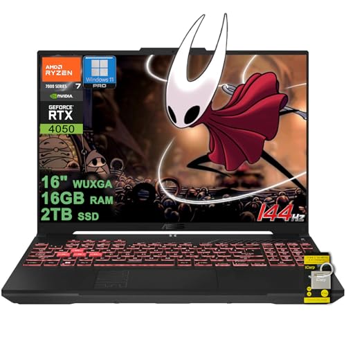 ASUS TUF Gaming A16 Ordinateur portable 16 WUXGA IPS 144 Hz AMD 6 cœurs Ryzen 7 7445HS 16 Go DDR5 2 To SSD NVIDIA GeForce RTX 4050 (jusqu'à 194 AI Tops) Rétroéclairé RVB USB4 Bidirectionnel AI
