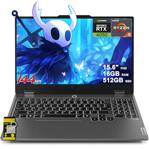 Lenovo LOQ Ordinateur portable de jeu 15,6 po FHD IPS 144 Hz (100 sRGB G-SYNC) AMD Quad-core Ryzen 5 7235HS 16 Go de RAM 512 Go SSD GeForce RTX 4050 Caméra de confidentialité rétroéclairée Nahimic