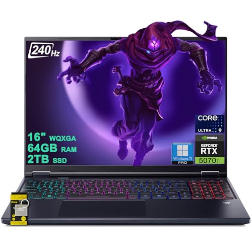 acer Predator Helios Neo 16S AI Ordinateur portable de jeu 16 2560 x 1600 OLED 240 Hz (100 DCI-P3) Intel 24-core Ultra 9 275HX 64 Go DDR5 2 To SSD GeForce RTX 5070 Ti GDDR7 DLSS4 (jusqu'à 992 AI