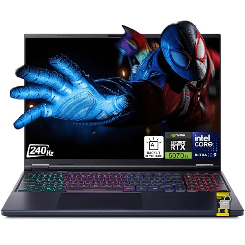 Acer Predator Helios Neo 16S AI Ordinateur portable de jeu 16 2560 x 1600 OLED 240 Hz (100 DCI-P3) Intel 24-core Ultra 9 275HX 32 Go DDR5 4 To SSD GeForce RTX 5070 Ti GDDR7 DLSS4 (jusqu'à 992 AI