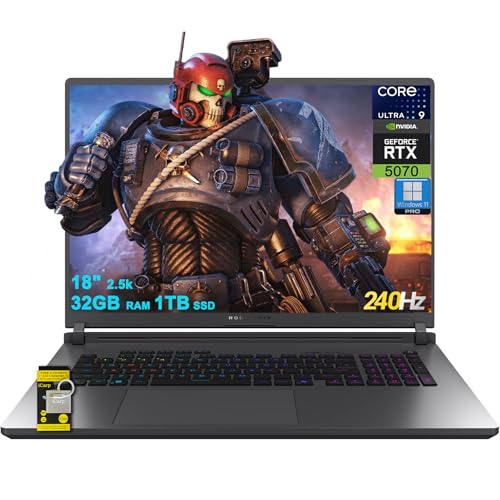 ASUS ROG Strix G18 G815 Gaming AI Laptop 18 2560x1600 240Hz (100 DCI-P3) Intel 24-core Ultra 9 275HX 32 Go de RAM 1 To SSD GeForce RTX 5070 (jusqu'à 798 AI Tops) RGB rétroéclairé Win11Pro ICP Acc