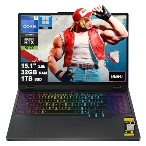 Lenovo Legion 5i Ordinateur portable de jeu alimenté par l'IA WQXGA 2560 x 1600 OLED 165 Hz Intel 24-core i9-14900HX 32 Go DDR5 1 To SSD GeForce RTX 5070 (jusqu'à 798 AI Tops) RGB rétroéclairé