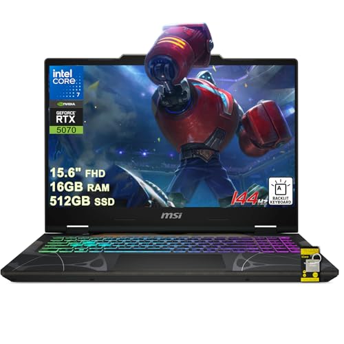 msi Cyborg 15 Ordinateur portable de jeu 15,6 FHD IPS 144 Hz Intel 10-core 7 240H (Beats Ultra 7 268V) 16 Go de RAM 512 Go SSD GeForce RTX 5070 GDDR7 (jusqu'à 798 AI Tops) Rétroéclairé RVB 4 zones