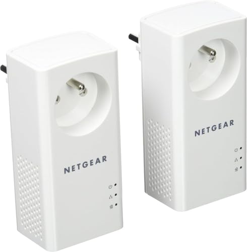 NETGEAR PLP1000-100FRS, Pack de 2 prises CPL 1000 Mbps avec Prise filtrée et 1 Port Ethernet, idéal pour avoir internet partout dans la maison et profiter du service Multi-TV à la maison sans WiFi