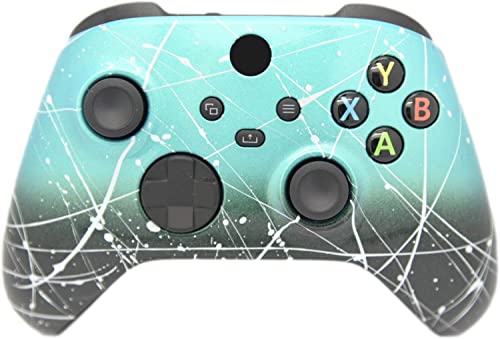 ProControllers LLC Contrôleur personnalisé de fondu à l'aérographe à la Main Compatible avec Les séries X S et One (série X S Teal et Black Fade avec éclaboussures d'argent)