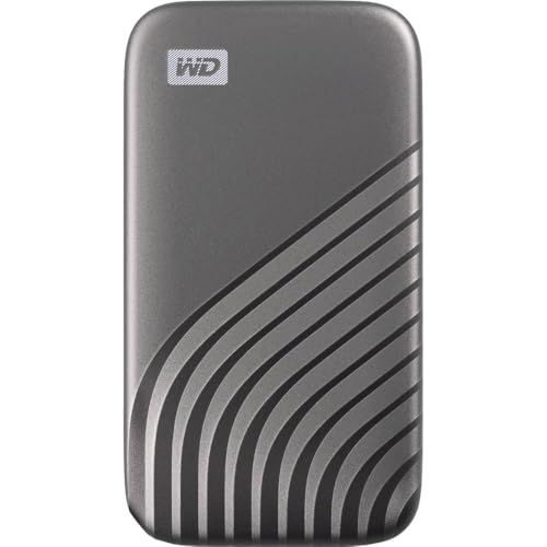WD My Passport SSD 500 Go Disque SSD Externe, Portable SSD, des vitesses allant jusqu'à 1050 Mo s en lecture, 1000 Mo s en écriture, USB-C, Compatibilité avec PC, Xbox et Playstation, Gris sidéral