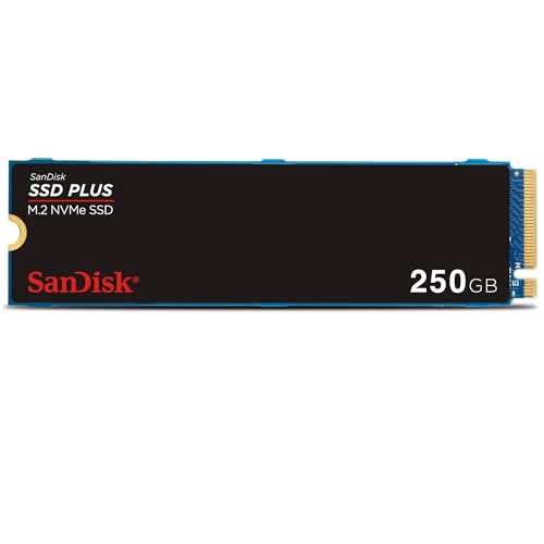SanDisk SSD Plus 250 Go M.2 NVMe SSD, SSD interne, PCIe Gen 3, M.2 2280, installation facile, 3 ans