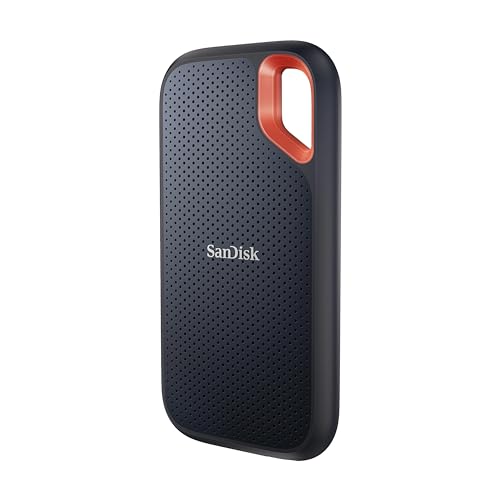 SANDISK Extreme Disque SSD Externe 1 To (jusqu'à 1050 Mo s en lecture, 1000 Mo s en écriture, USB-C, Portable NVMe, Résistance à la poussière et à l'eau classée IP65, Mousqueton pratique) Noir