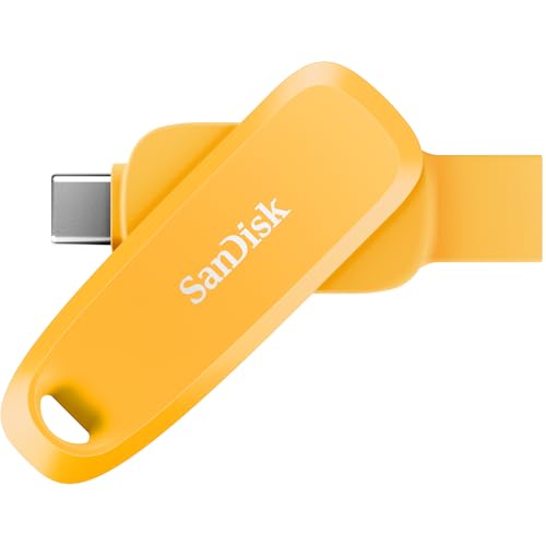 SanDisk Clé USB 256 Go pour Android, la clé USB 2 en 1 pour Smartphones, tablettes et Ordinateurs, avec connecteurs USB de Type C et de Type A, Jonquille Jaune, SDDDC6-256G-G46YD