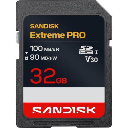 SANDISK Extreme Pro Carte SD UHS-I de 32 Go (Jusqu’à 100 Mo s en Lecture et Jusqu’à 90 Mo s en écriture, vidéo 4K UHD, U3, V30) SANDISK App